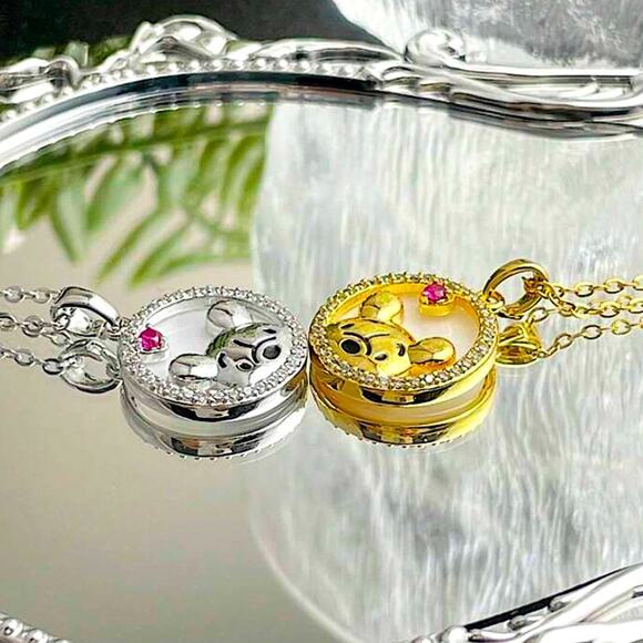 Disney Winnie The Pooh Necklace Charm Sterling Silver Crystal Stone - Picture 6 of 11